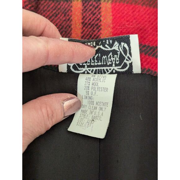 Vintage Streetwear 80s 90s Red Plaid Wool Blend Blazer Size Small Oversized - Picture 4 of 8